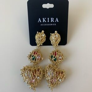 NWT Gold Heart Drop Earrings